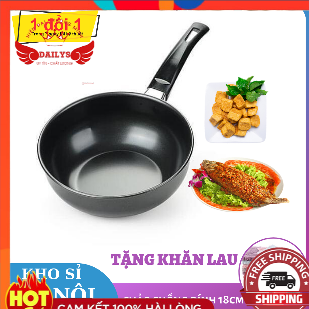[Hàng Tốt] Chảo Chống Dính Sâu Lòng Đường Kính 18Cm - Tay Cầm Chống Nóng Hàng Nội Địa Chất Lượng Cao,Chảo Mini Chống Dính Cực Bền Dailys