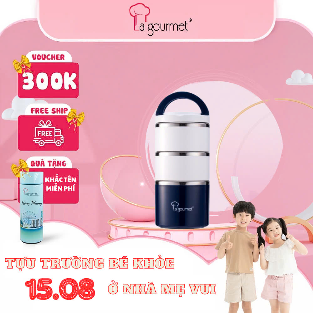 Camen đựng cơm chống tràn La gourmet 1230ml Xanh Inox 304 cao cấp chính hãng - LG337788