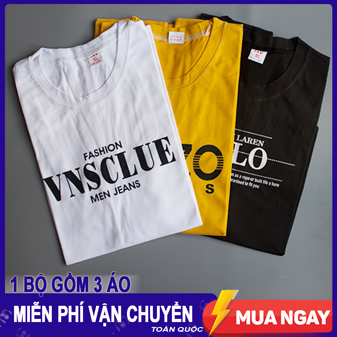 [HCM]Bộ 3 áo thun nam cotton BM01 chất liệu bền đẹp thiết kế trẻ trung năng động - Màu ngẫu nhiên