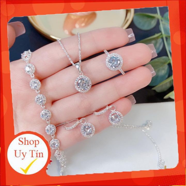 Bộ trang sức bạc 925 cao cấp, sang trọng