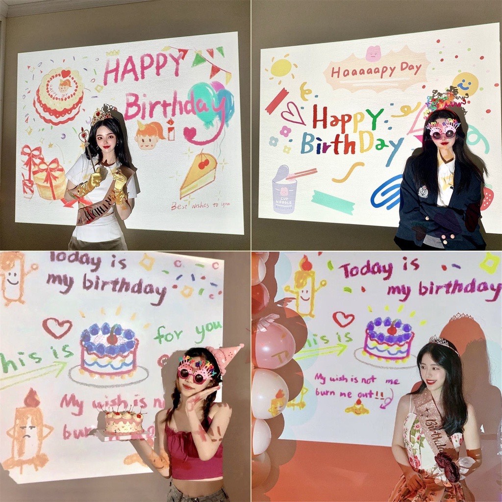 🌼Máy chiếu mini phông sinh nhật, đèn chiếu sinh nhật led happy birthday🌼