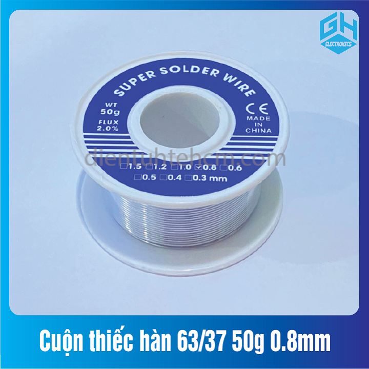 Cuộn thiếc hàn 63/37 loại 50g kích thước 0.8mm