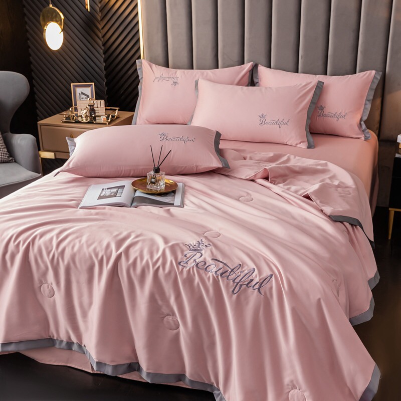 Bộ chăn hè ga gối phi lụa Beautiful 4 món mềm mượt thoáng mát,miễn phí bo chun.