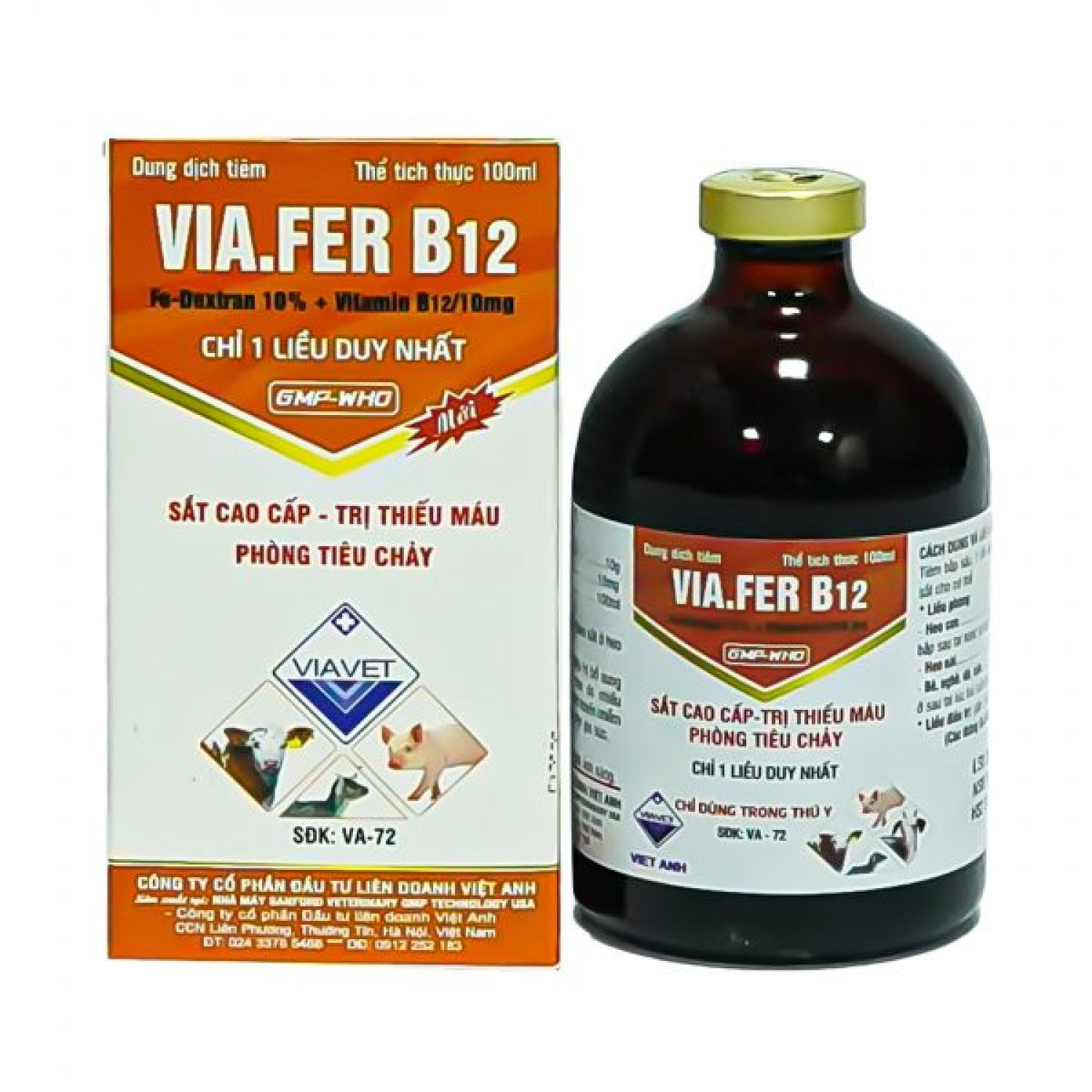 Via. fer+ b12 sắt cao cấp, chửa thiếu máu, phòng tiêu chảy chai 20ml - 100ml
