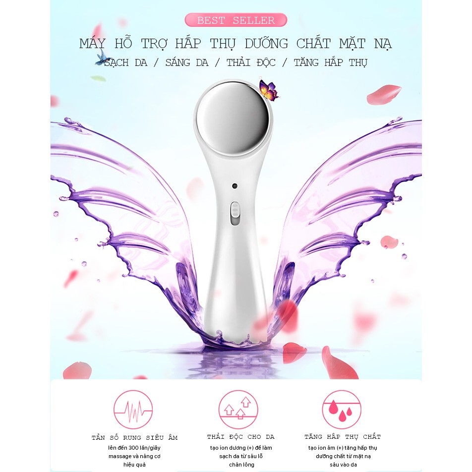 Máy rửa mặt và đẩy dưỡng chất USA MÁY MASAGE ION Máy Massage Mặt Ion Thẩm Thấu Kem Dưỡng Giúp Mềm Mịn Da Chống Lão Hóa Dưỡng Trắng Da Cao Cấp