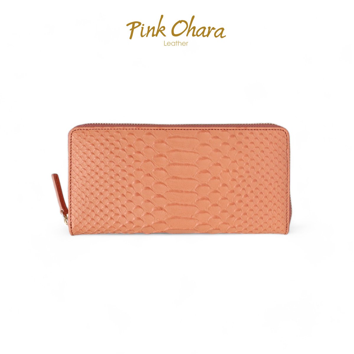 Ví dài nữ khóa kéo vòng da bò thật Mira - Pink Ohara Leather