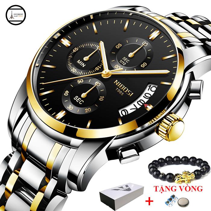 Đồng hồ nam, đồng hồ Nibosi 1985, mã 2353 full hộp sách + vòng tay tỳ hưu phong thủy