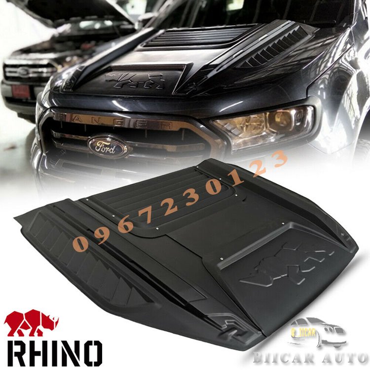 Ốp capo ford ranger mẫutê giác - rhino cao cấp thái lan