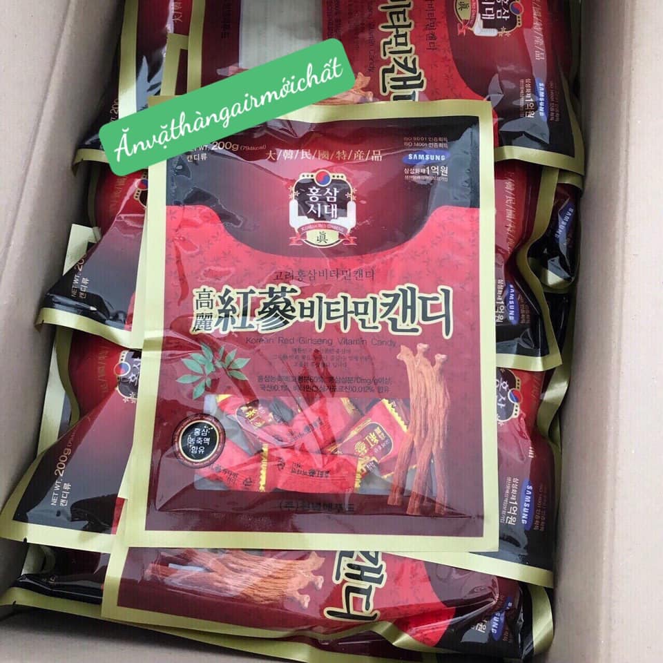 Kẹo hồng sâm không đường hàn quốc - gói 200g