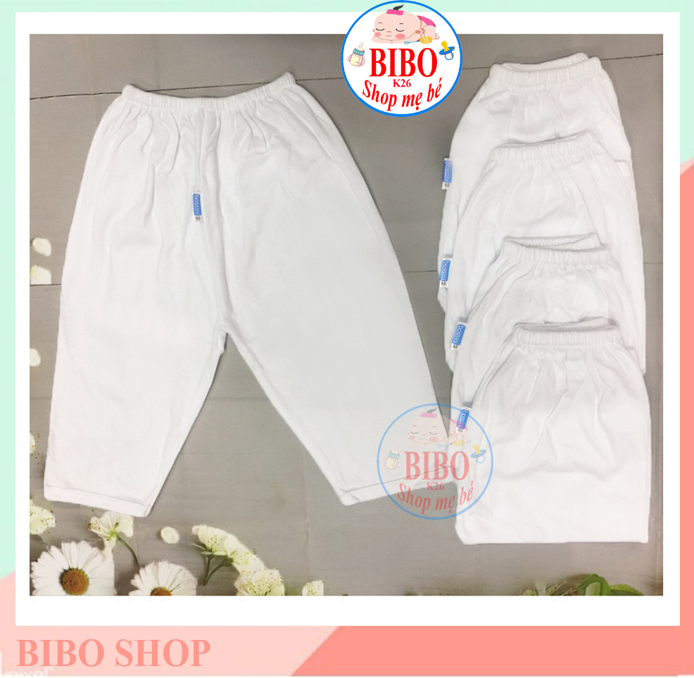 (Chất đẹp)Combo 5 Quần Dài Trắng Sơ Sinh,Quần Cotton Cho Bé Mặc Nhà- 5 cái