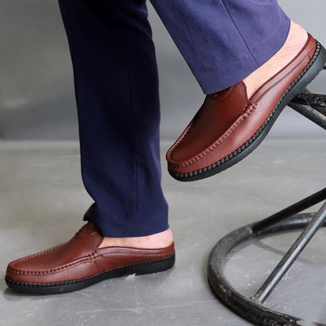 Giày Sabo Nam Giày Sục Nam Da Bò Thật Ensado SU1063 (Nâu)