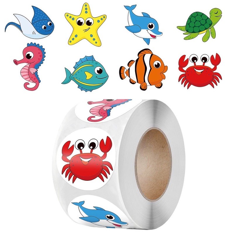 500 sticker dễ thương cho bé - động vật biển