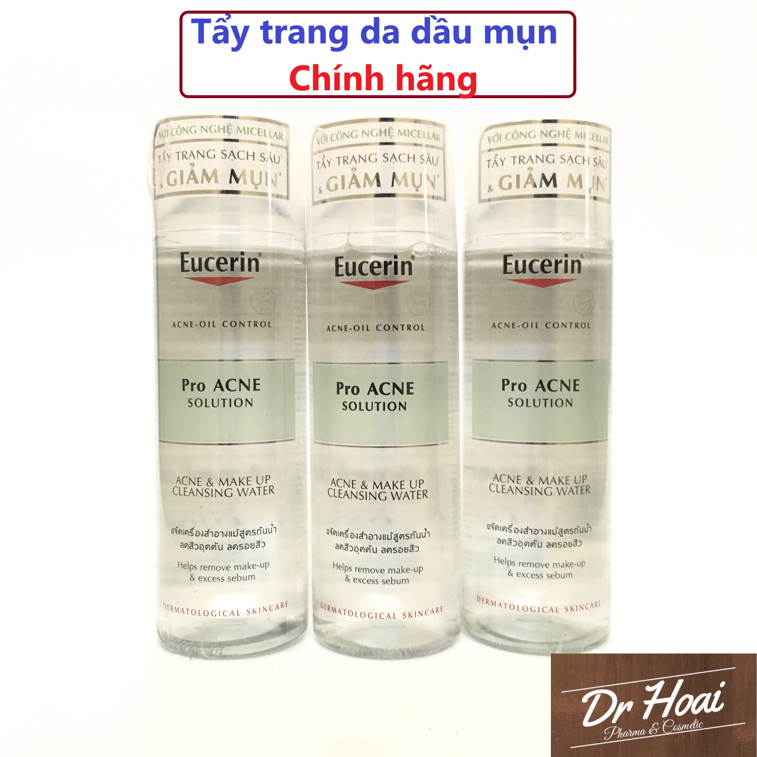 Nước tẩy trang cho da mụn eucerin pro acne acne & make up cleansing water 200ml