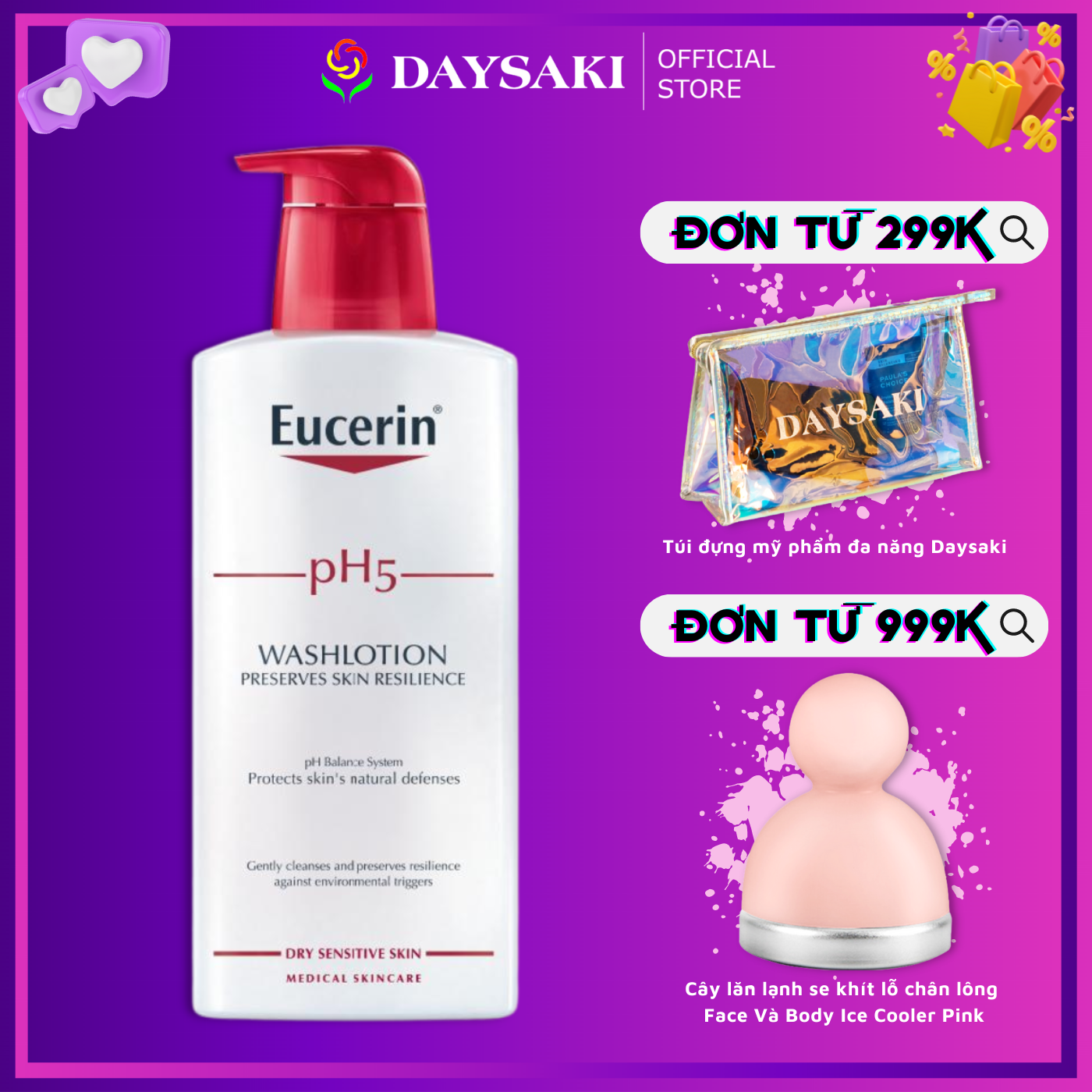 Eucerin sữa tắm và rửa mặt dành cho da nhạy cảm có mùi ph5 washlotion 400ml