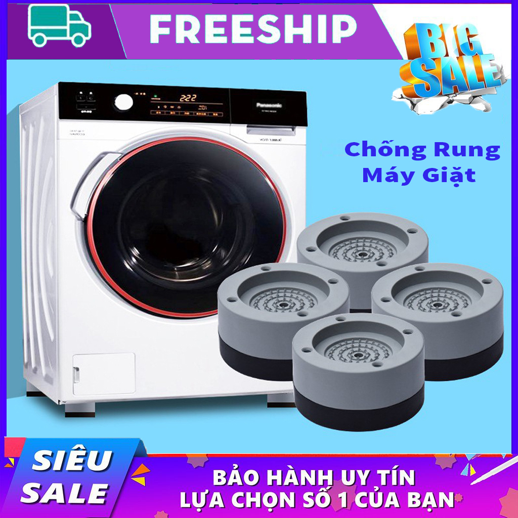 { Có video } Bộ 4 miếng đệm cao su chống rung cho máy giặt - Chống rung máy giặt - Đế chống rung máy giặt, Kệ chống rung máy giặt giảm tiếng ồn hiệu quả, cho máy giặt, bàn ghế - Center shop