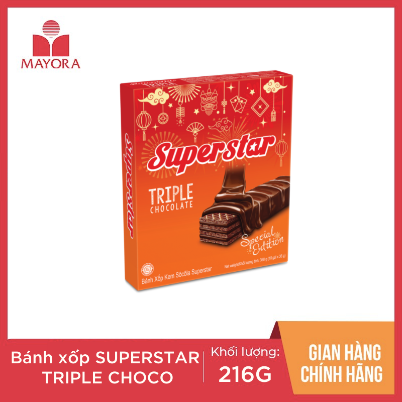 Bánh xốp superstar triple choco phiên bản tết 2022 360g