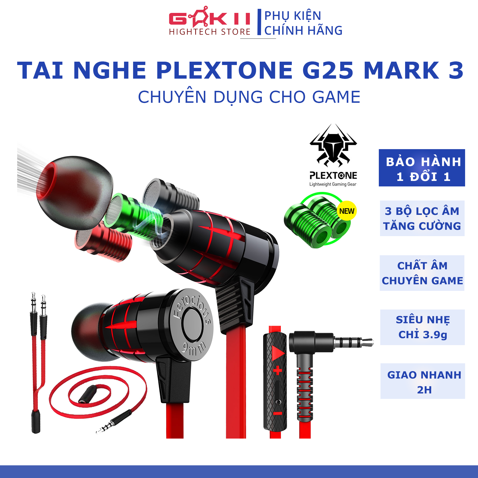Tai nghe gaming cho điện thoại Plextone G25 - Tai Nghe Nhét Tai Có Micro - Tai Nghe Nhét Tai Cho Pubg