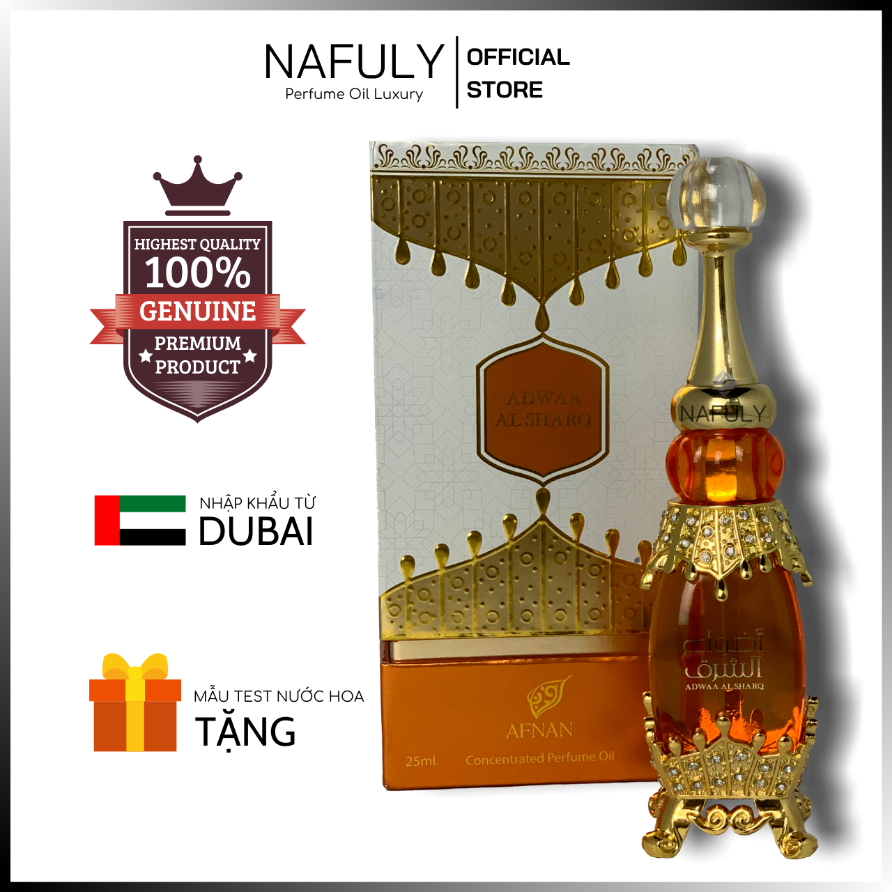 [HCM]Tinh Dầu Nước Hoa Dubai Queen Nafuly Việt Kiều Adwaa Al Sharq Afnan Nội Địa Chính Hãng Cao Cấp Nam Nữ Hương Hoa Nhài Giá Sỉ TPHCM Dung Tích 25ml
