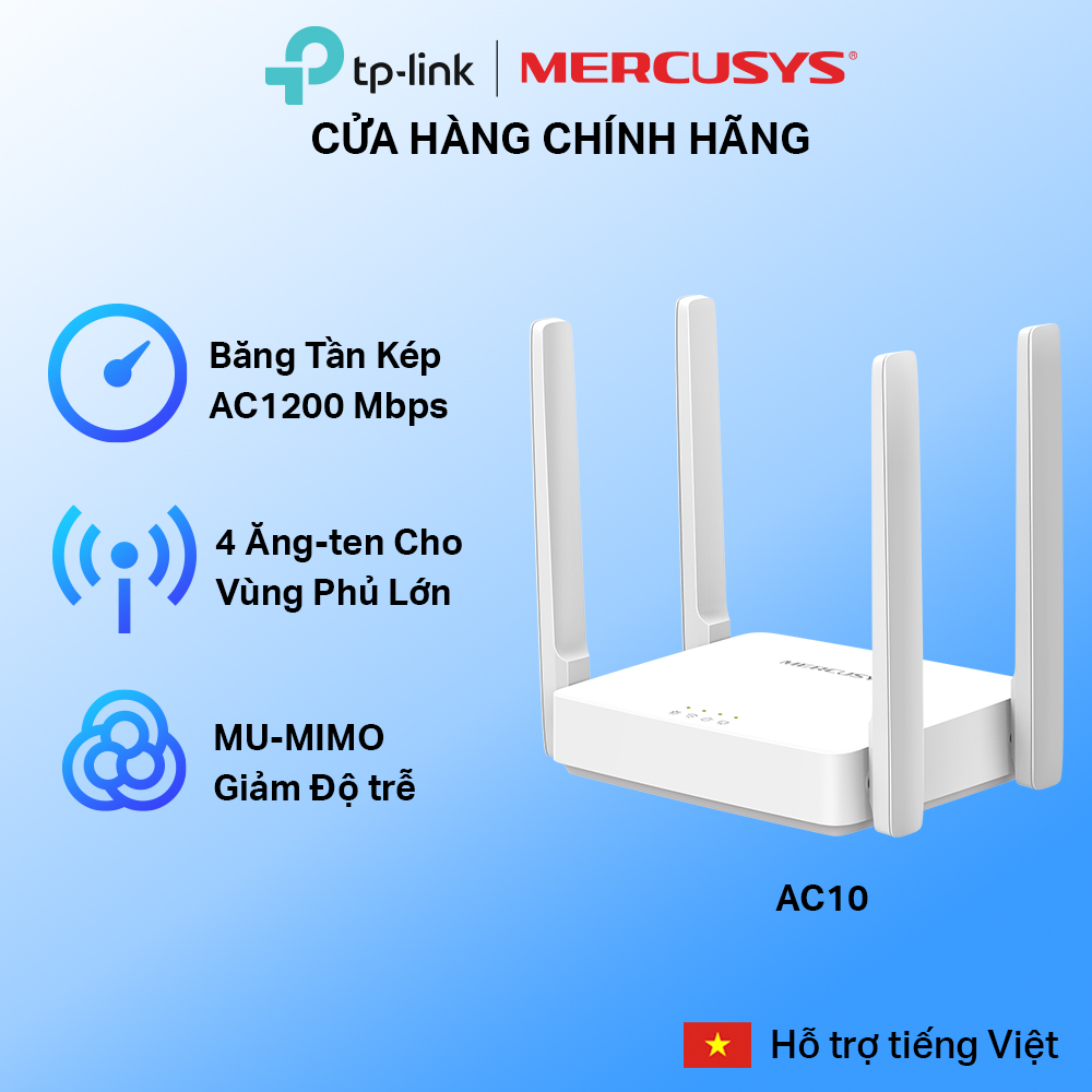 [Bán Chạy] Bộ Phát Wifi Mercusys AC10 Băng Tần Kép Chuẩn AC1200