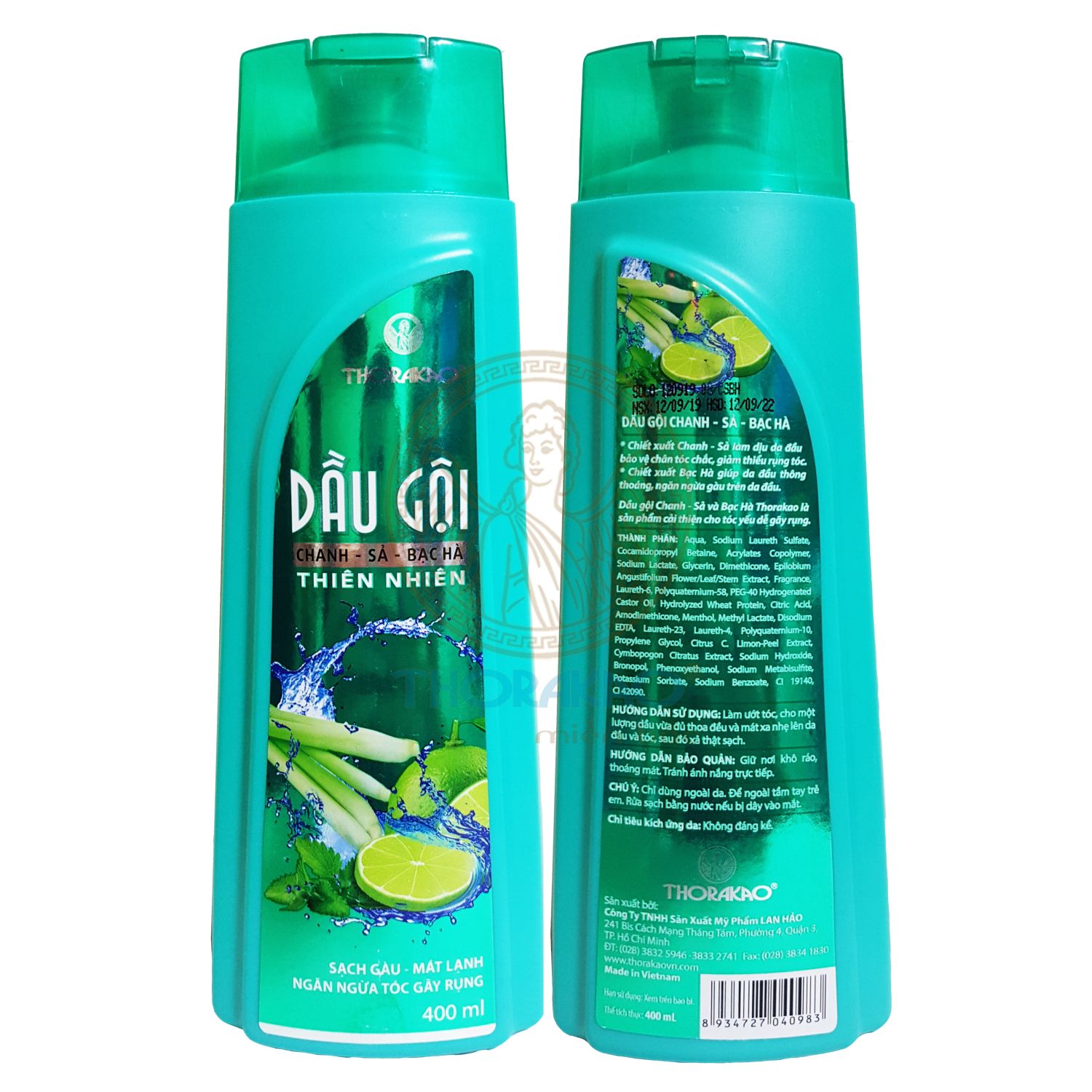 Dầu gội Chanh Sả Bạc Hà ngăn rụng tóc, ngừa gàu Thorakao 400ml