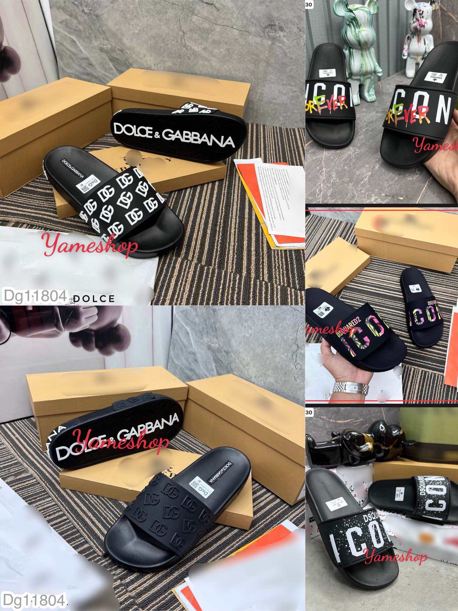 Dép Lê ICON -DG Quai Ngang,Dép DSQ2 Quai Ngang Vẩy Sơn Mới Nhất Đế Cao Su Chống Thấm Nước Full Boxx Cao Cấp Hot Trend