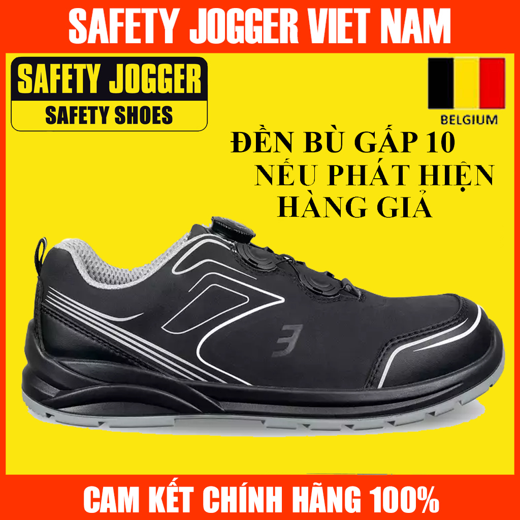 Giày bảo hộ lao động safety jogger cador đen thấp cổ khóa vặn