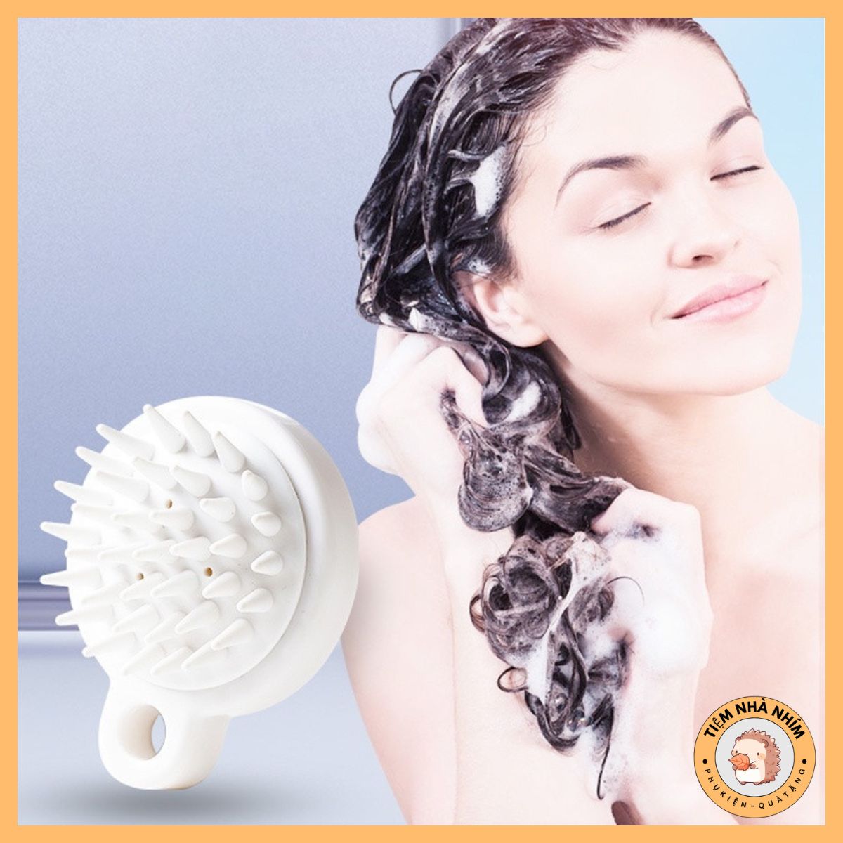 Lược gội đầu Massage bằng sillicon mát xa da đầu kích thích mọc tóc, lược gội đầu massage trắng, hình tròn có gai nhựa