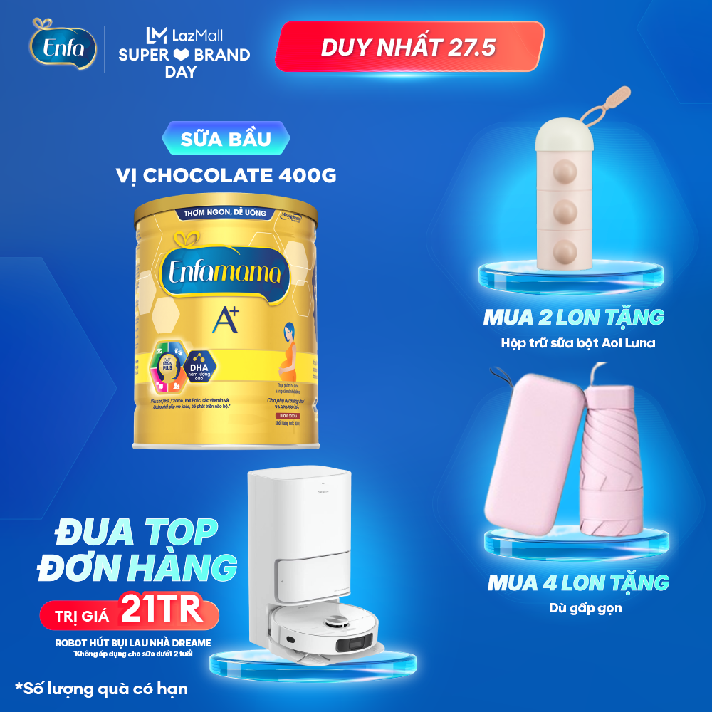 [Chỉ 21-23/05 MUA LÀ CÓ QUÀ SLCH] Sữa bầu Enfamama A+ 830g hương Choco