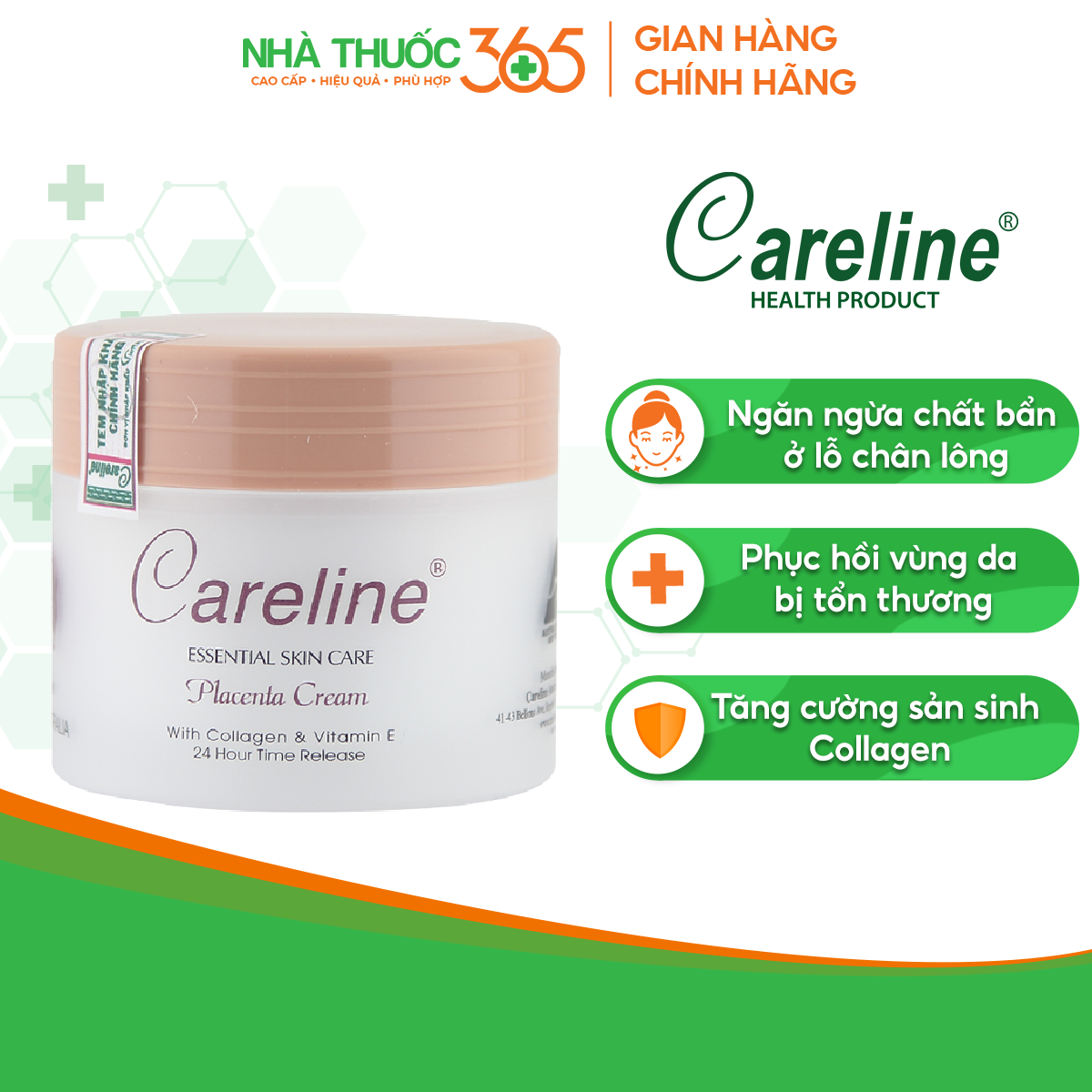 Kem dưỡng da Careline Placenta Cream nhau thai cừu giúp dưỡng ẩm, ngăn ngừa vết nhăn 100ml