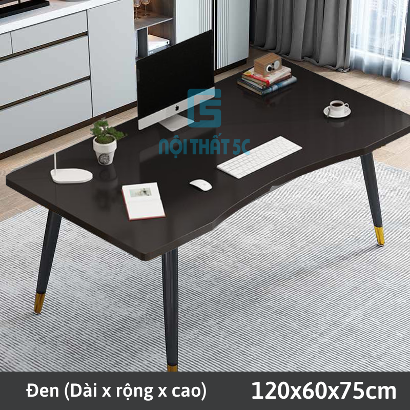 Bàn làm việc uốn cong chống gù, bàn học sinh 4 góc mặt bàn bo góc tránh va đập phong cách Bắc Âu hiện đại