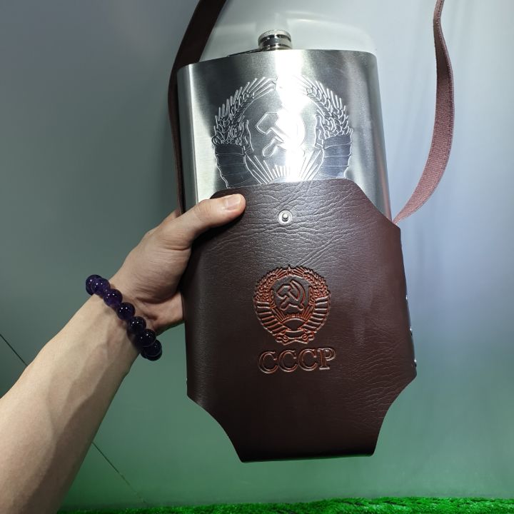 BÌNH ĐỰNG RƯỢU CCCP INOX LOẠI DẦY LOGO DẬP NỔI 1.5 LÍT TẶNG PHỄU RÓT