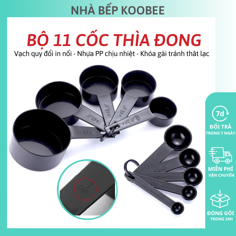 Set 11 bộ thìa đong, cốc đong nấu ăn, làm bánh, pha chế - Thìa đo lường, định lượng bột, sữa, gia vị, chế biến đồ ăn dặm