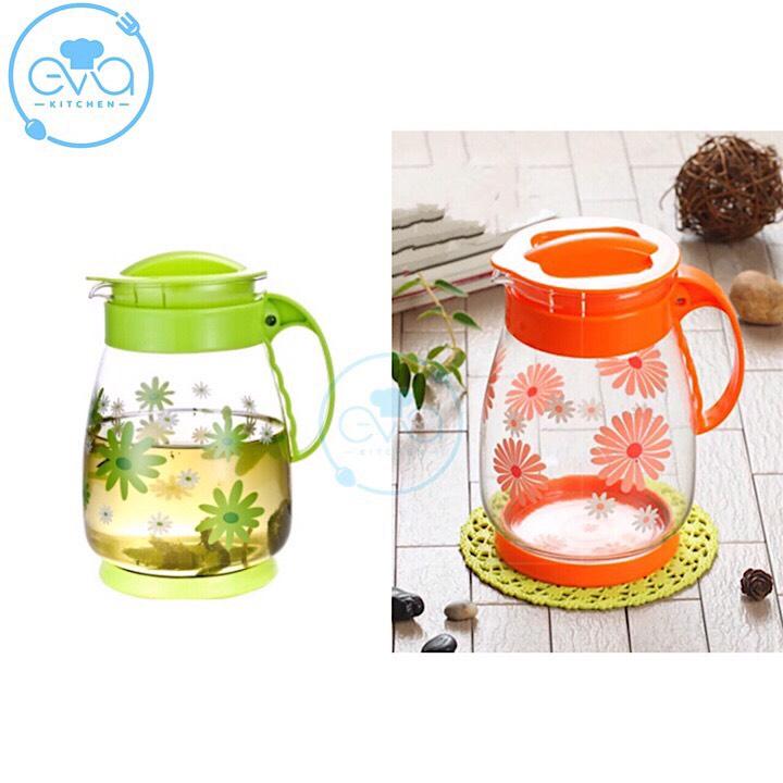 [HCM]Bình nước thủy tinh 1.5 Lít In Hoa
