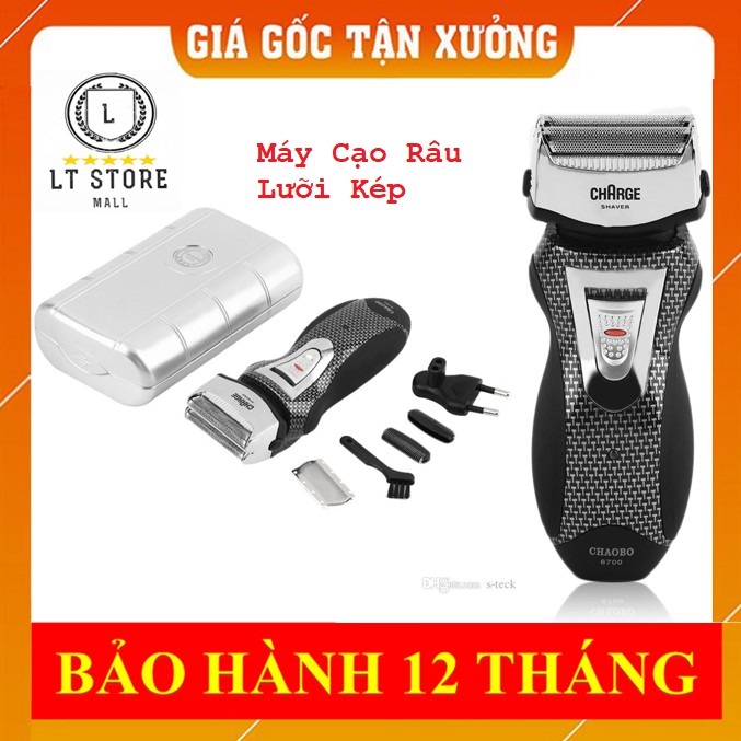 [BẢO HÀNH 1 ĐỔI 1] Máy Cạo Râu Chaobo Lưỡi Kép Rscw-8700 Kiêu Dáng Mới