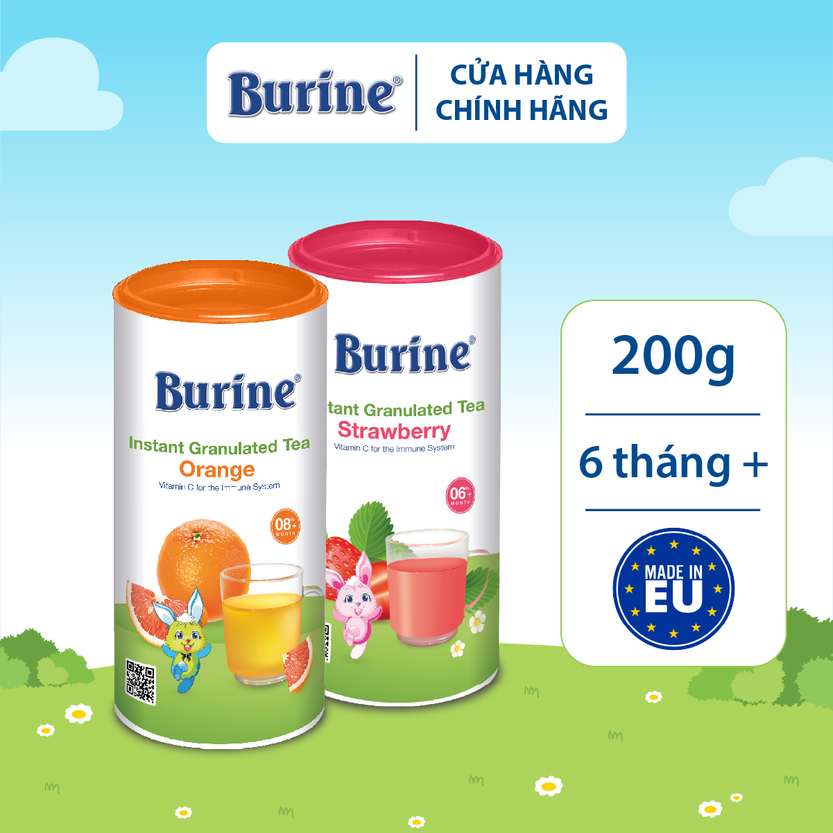 Trà Cốm Hoa Quả Burine Hương Vị Trái Cây Thơm Ngon, Bổ Sung Vitamin C Cho Bé