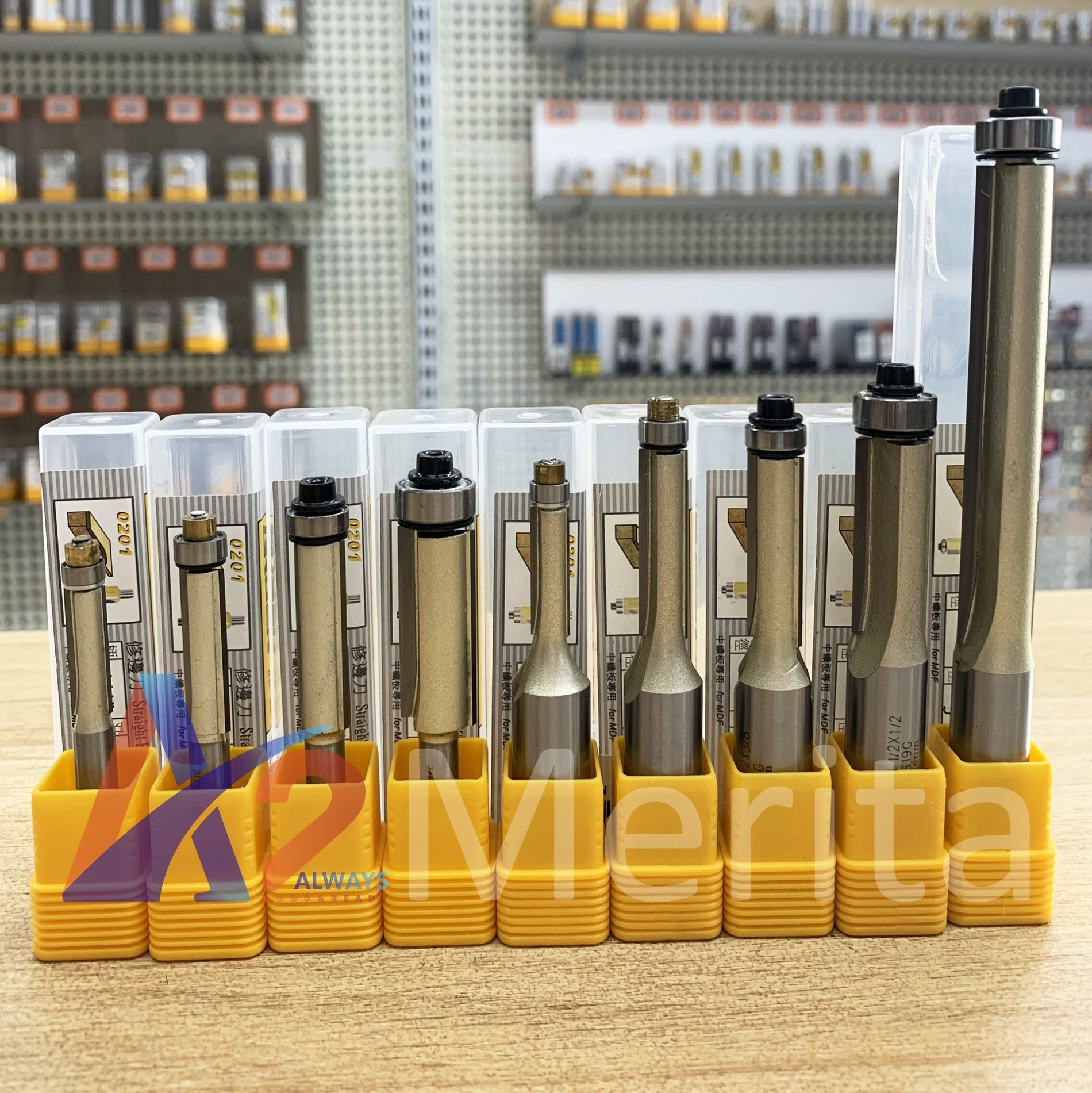 Mũi tỉa cạnh thẳng ổ bi cốt 1/4" và cốt 1/2" arden - made in taiwan - giá 1 mũi