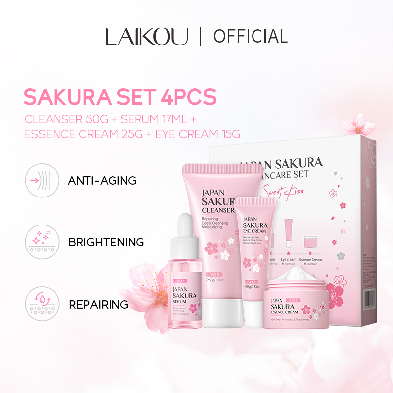 LAIKOU Sakura 4pcs Set Skin Rejuvenating Serum Lighten Blemishes
