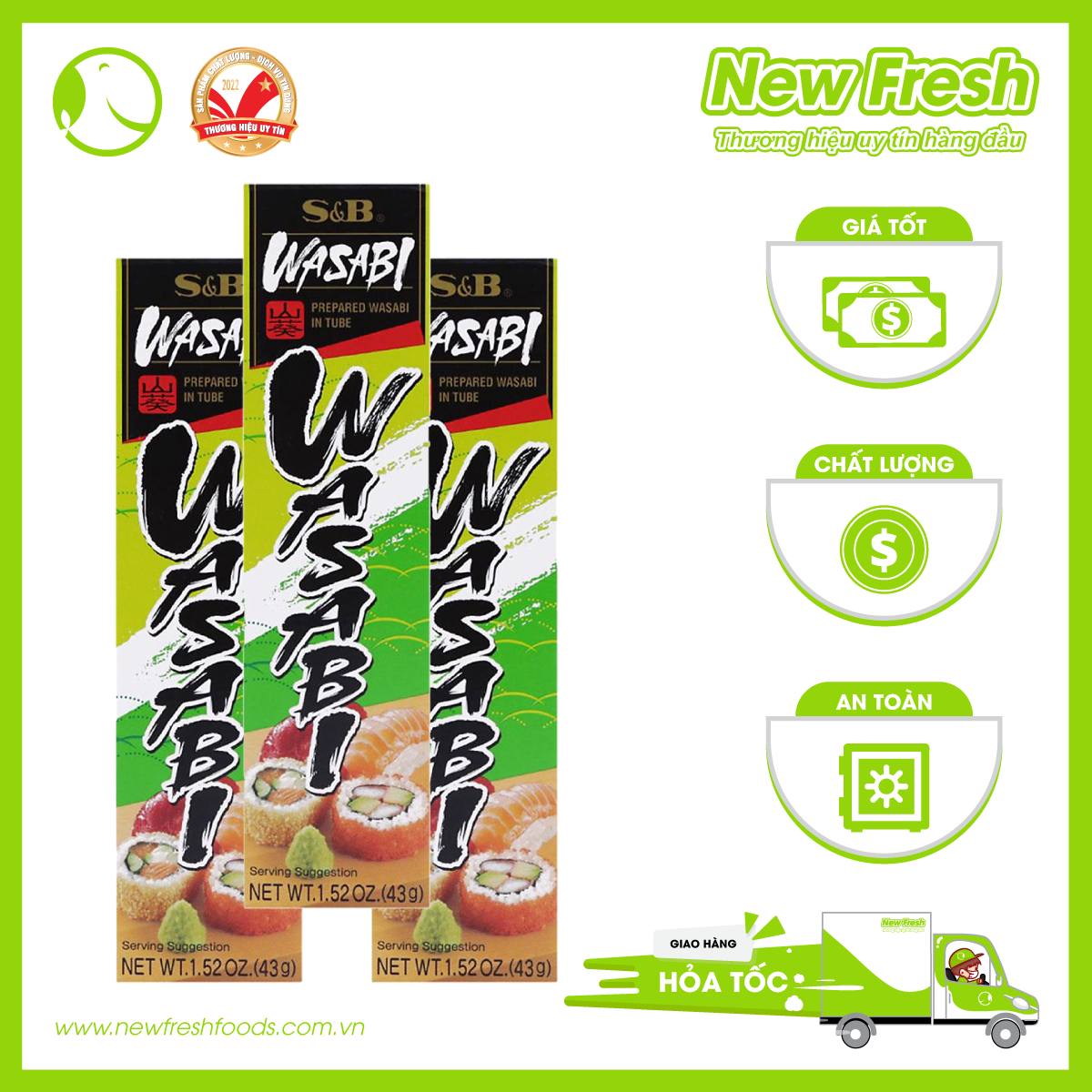 Mù Tạt Wasabi Xanh Nhật Bản Hương Vị Cay Nồng Tuýp 43g