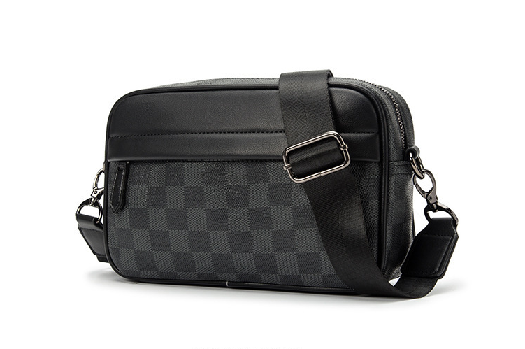 [Có Video]Túi nam đeo chéo, túi đeo vai nam hình chữ nhật da PU cao cấp, họa tiết Ca-rô