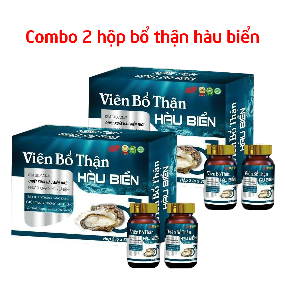 Combo 2 Hộp Viên bổ thận hàu biển tăng cường sinh lý nam, mạnh gân cốt - Mỗi lọ 30 viên