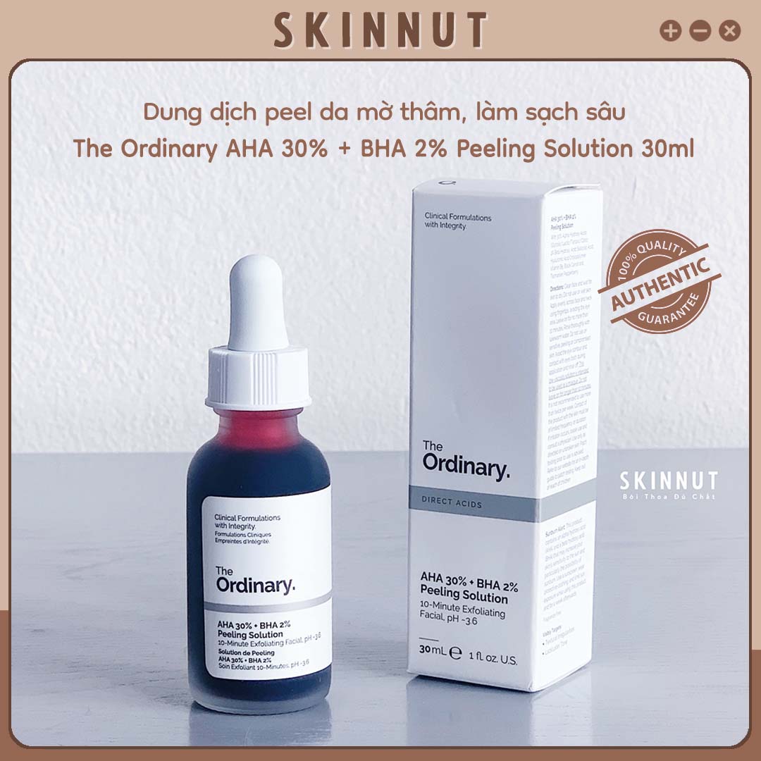 Dung dịch peel da mờ thâm làm sạch sâu the ordinary aha 30% + bha 2% peeling solution 30ml