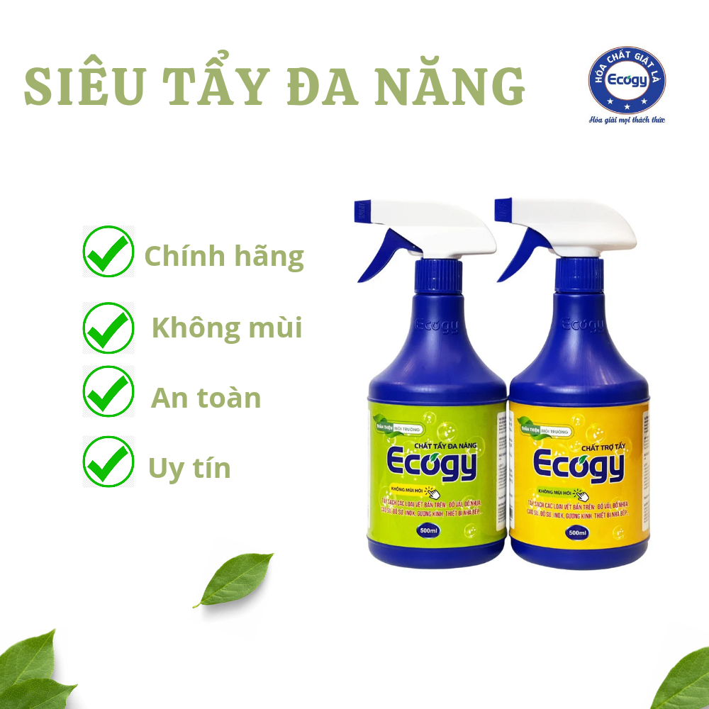 Bộ tẩy đa năng ECOGY không mùi ,tẩy mốc, ố, m.á.u,nhựa cây,...trên đồ trắng,đồ màu, vật dụng gia đình, nhà bếp, nhà tắm,...