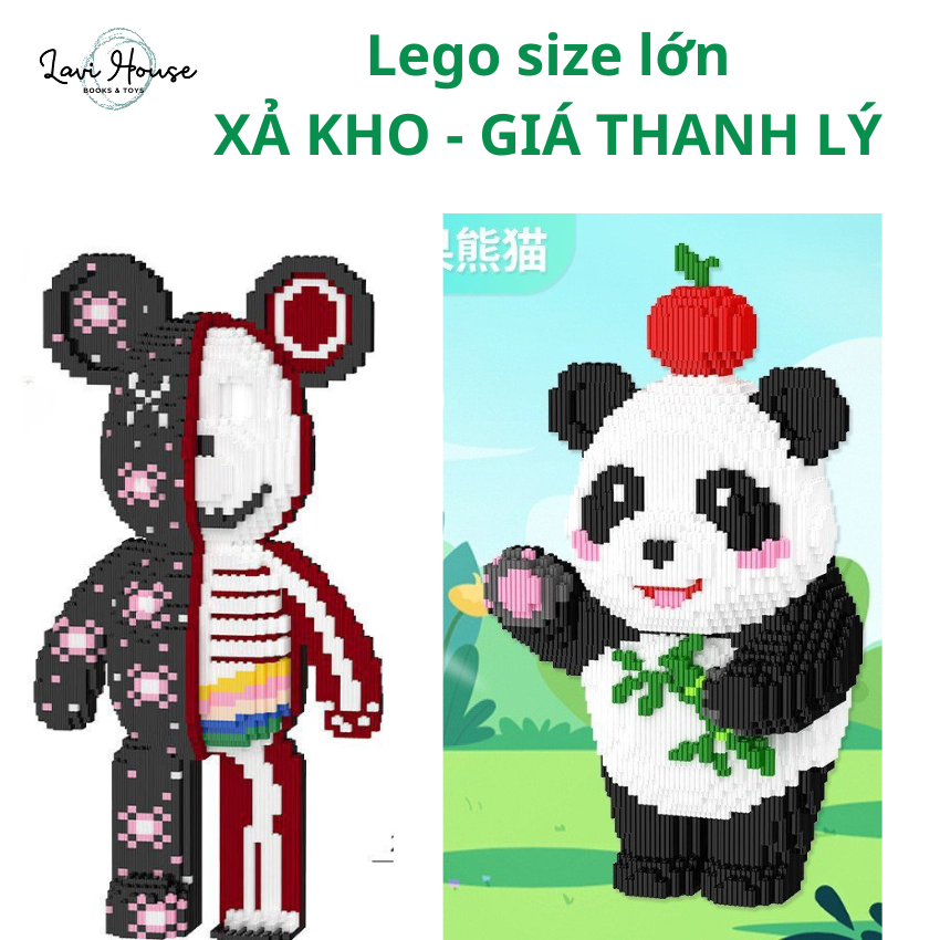 [XẢ KHO] Mô Hình Lắp Ráp Gấu bear brick Gấu Trúc Hoa Hoa Khủng Long Kích Thước Lớn 35cm 45cm 55cm [Tặng Kèm Búa] Làm quà tặng hoặc Decor đẹp Đồ Chơi Lắp Ghép Thông Minh Mô Hình one piece Lắp Ghép Gấu Bear Brick - Lavi House