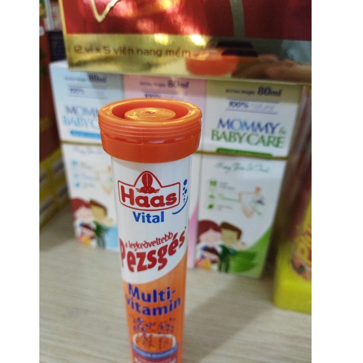 Viên sủi Haas Vital Pezsges-hương cam tuýp 80g- bổ sung vitamin C cho cơ thể