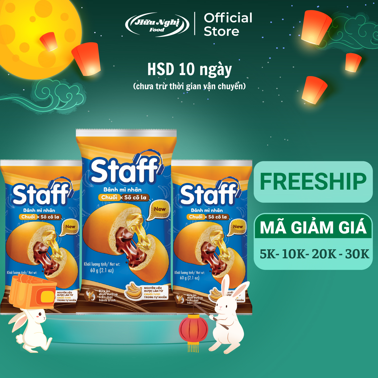 Combo 5 bánh mì socola chuối 60g