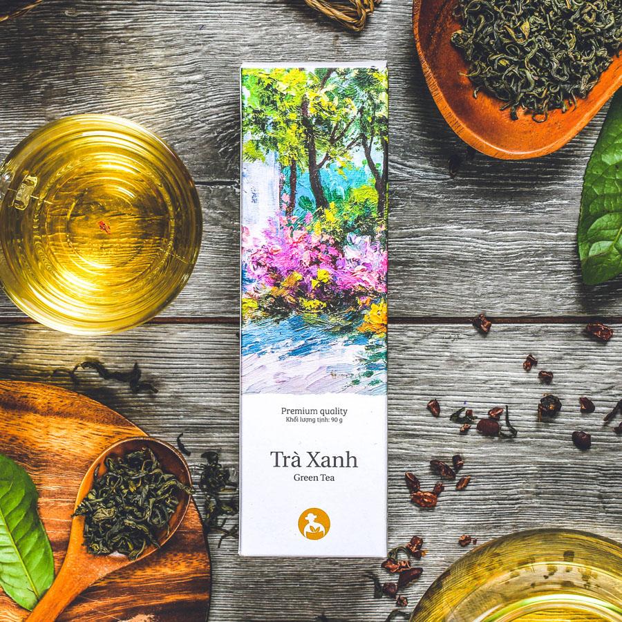 Trà xanh L'ANGFARM - Đặc Sản Đà Lạt dòng signature, 90g/hộp, mẫu lon thiếc cao