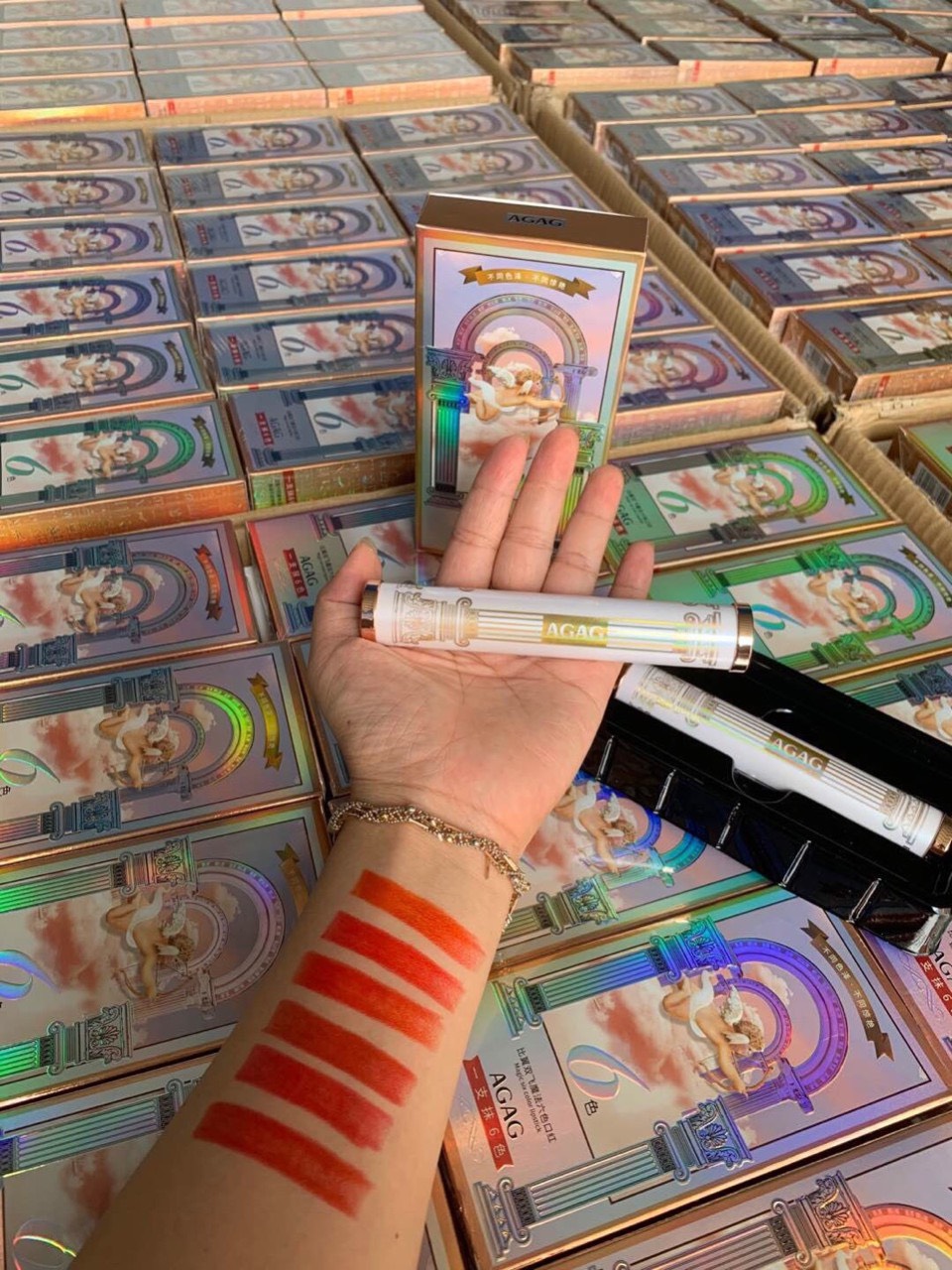 [VN] Son Lỳ 6 Màu AGAG Son lì dưỡng ẩm lâu trôi son môi 6 màu son thỏi bền màu son nội địa trung son sau màu  - Son 2 Đầu 6 Màu - Son Kim Cương 3 Màu