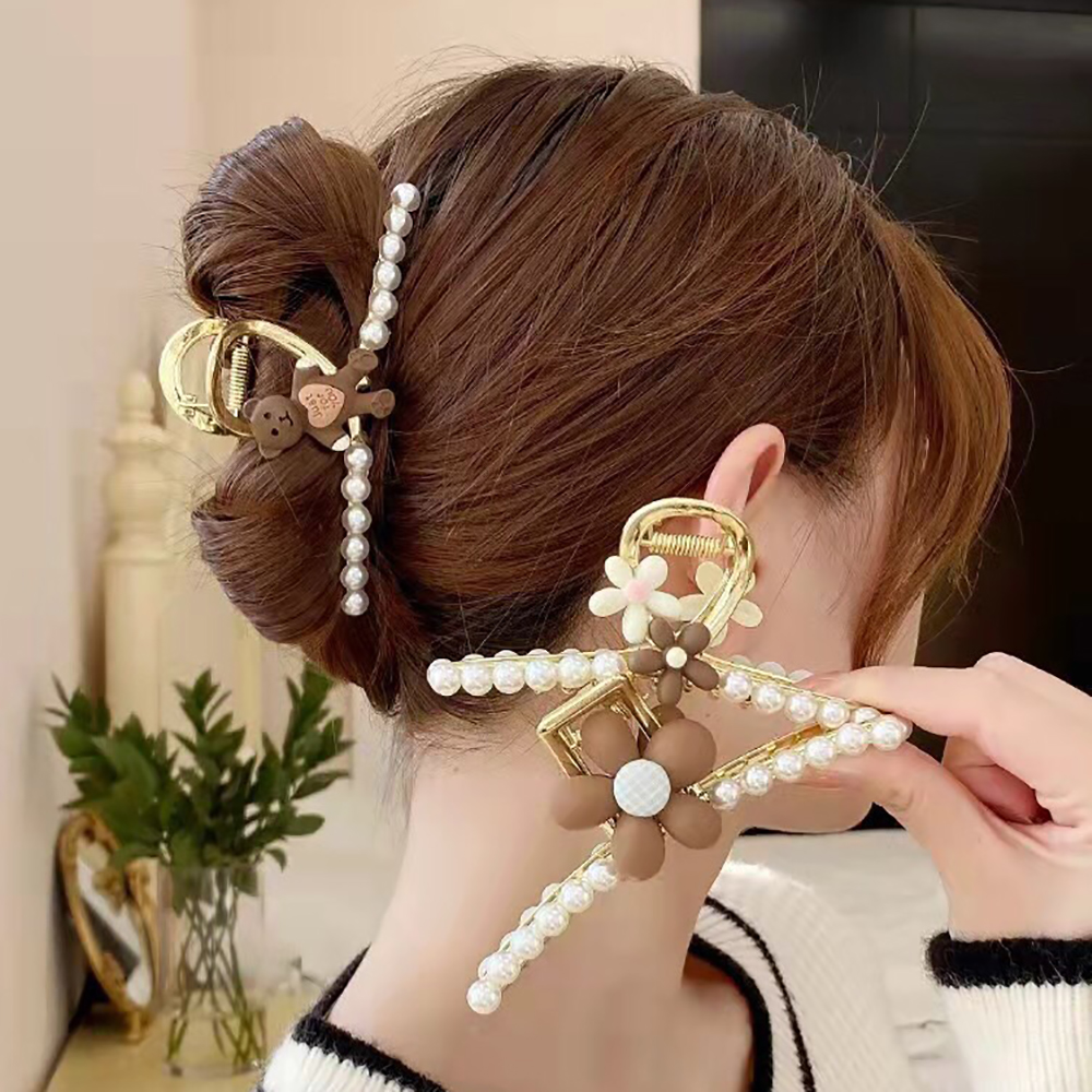 Kẹp tóc càng cua (gấp tóc) đính hạt và gấu Phụ Kiện 68 (ngẫu nhiên)