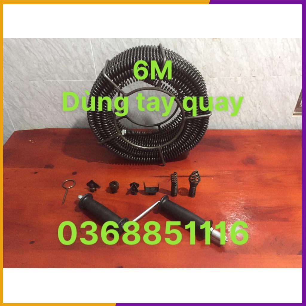 Dây thông cống 6M dạng lò xo dùng tay quay , thông tắc cống, thông bồn cầu, bồn rửa bát,...
