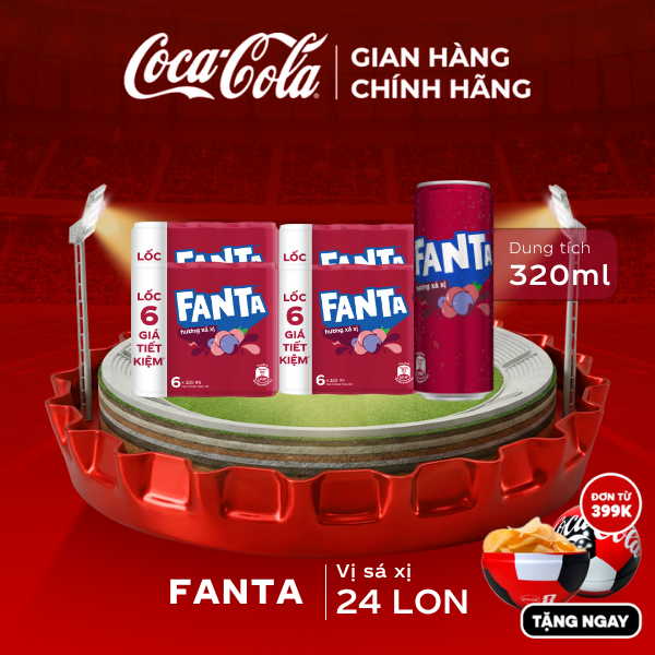 [SIÊU SALE ] Thùng 24 Lon Nước Ngọt Giải Khát Có Gas Fanta Xá Xị 320ml/Lon Sale 25.06 Coca-Cola Chính Hãng_LD